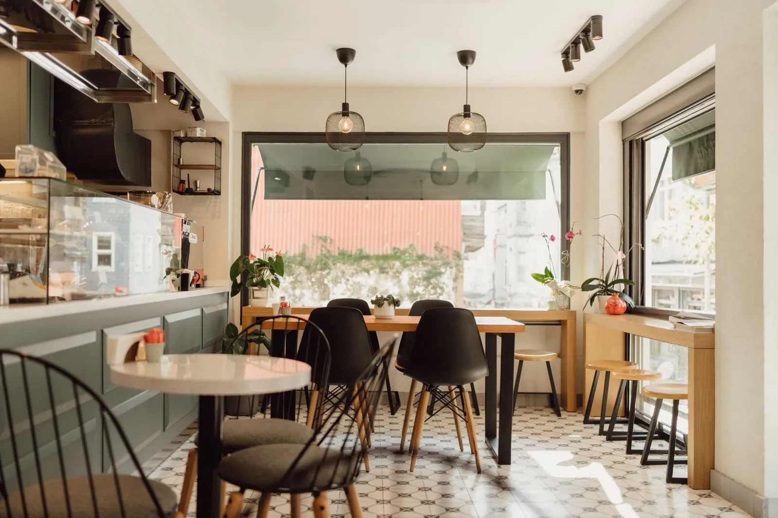 A warm, inviting coffee shop interior.